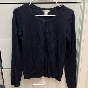 CLASSIC NAVY BLUE BUTTON UP CARDIGAN